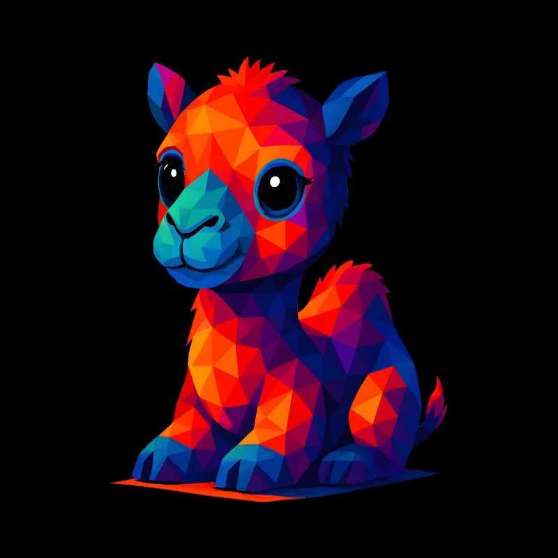 WPAP polygone Kawaii animaux style bébé dromadaire chameau