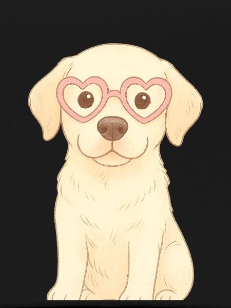 Playful dog with heart glasses