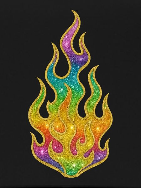 Regenbogenflammen Glitter