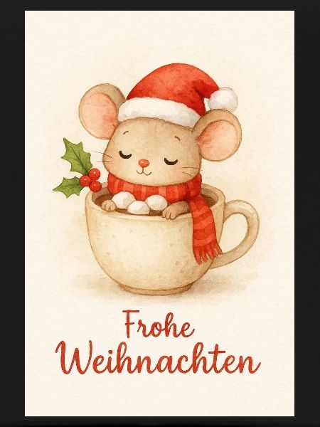 Cuddly mouse in Christmas cup