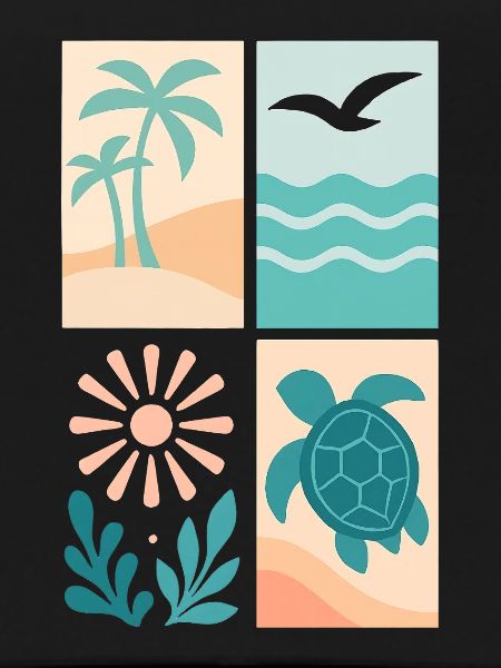Tropical Coastal Four-Frame Series
