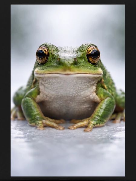 Green frog in focus