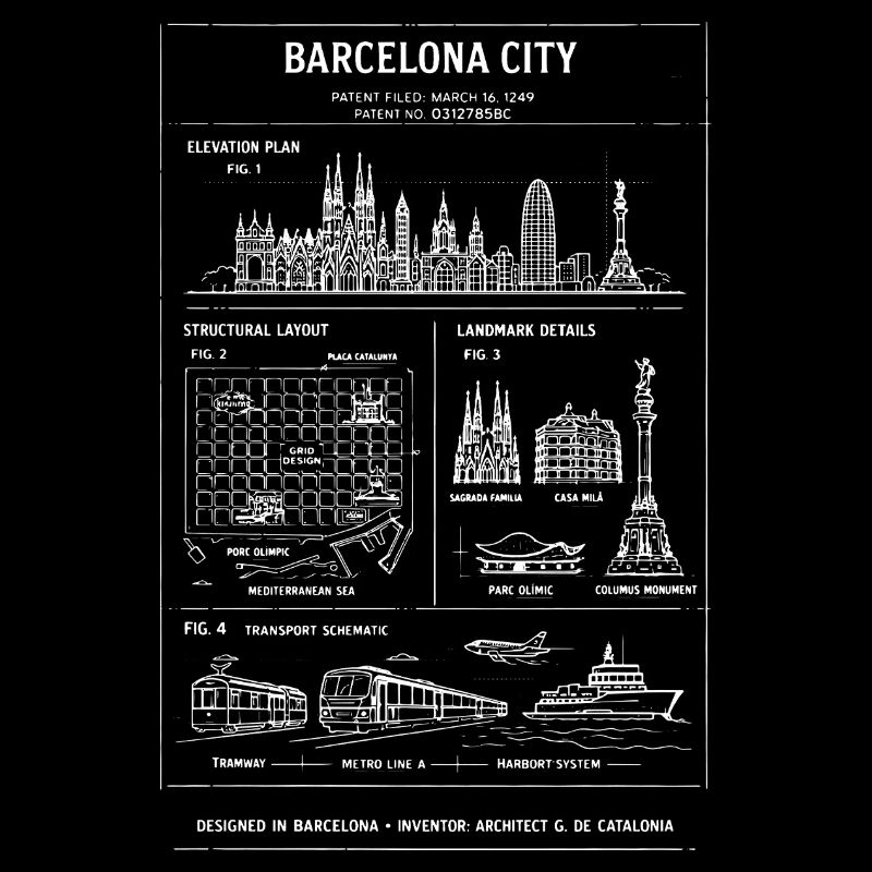 Barcelona Skyline Blueprint