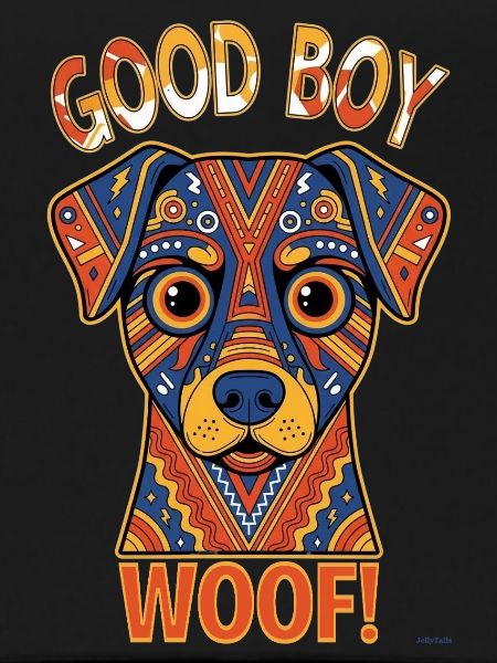 Buntes Retro-Hunde-Abschieds-Wuff-Design.