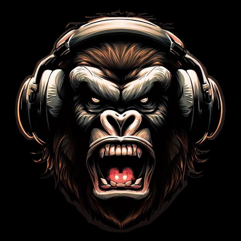Gorilla Affe DJ mit Kopfhörern