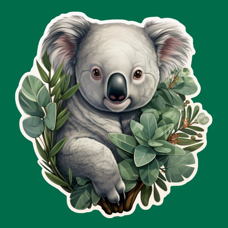 Koala with eucalyptus