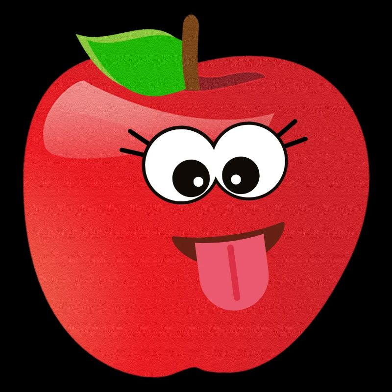 Funny smiling apple fruit with face
