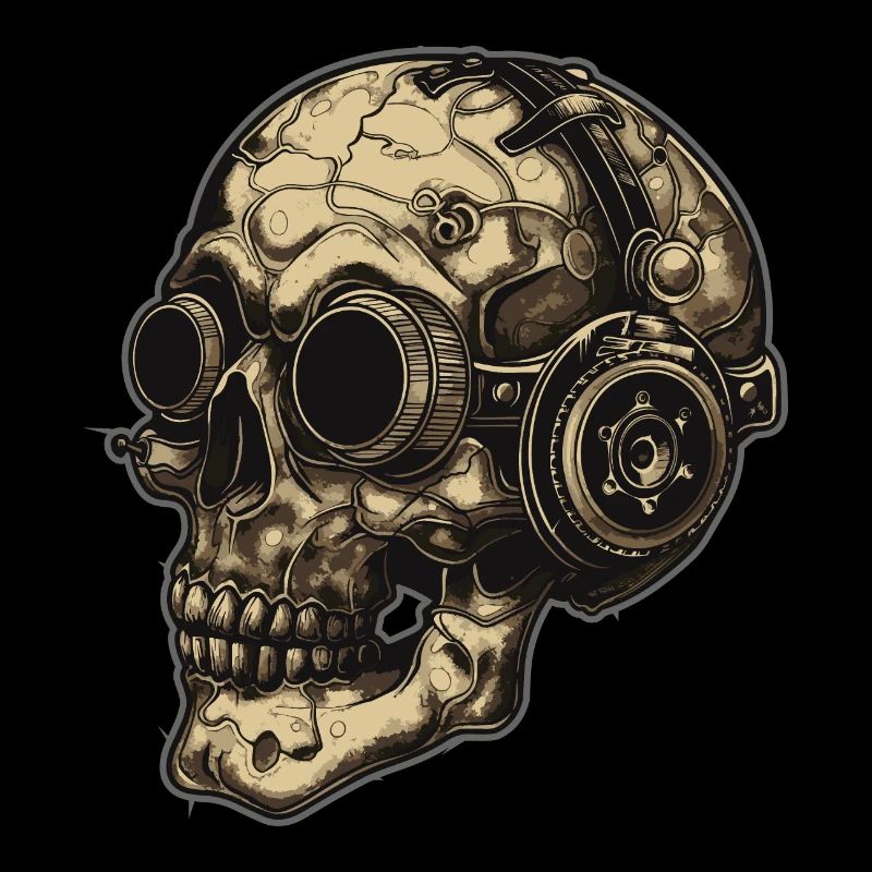 Dieselpunk Zombie Skull