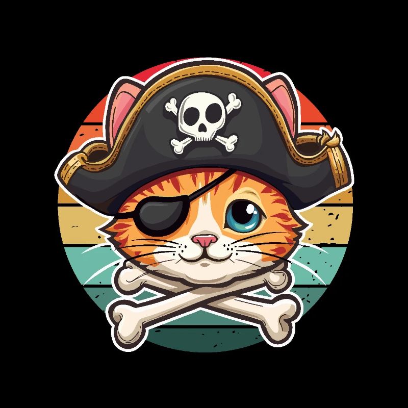 Carnival Pirate Cat Costume Pirate Hat Retro Meow