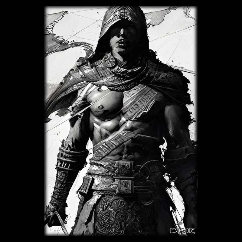 Warrior Sword Vintage Noir Blanc 2