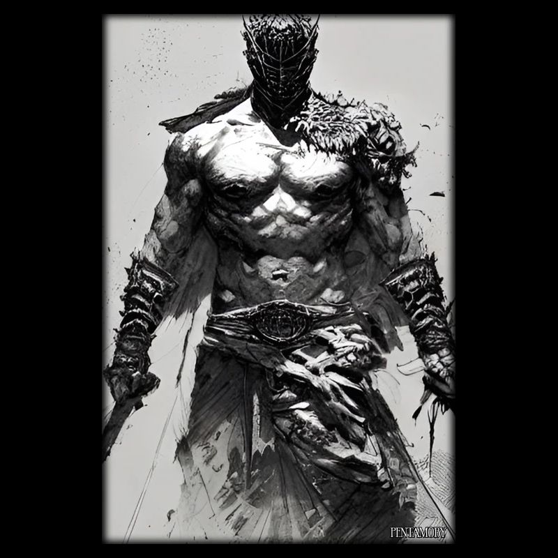 Warrior Sword Vintage Noir Blanc 4