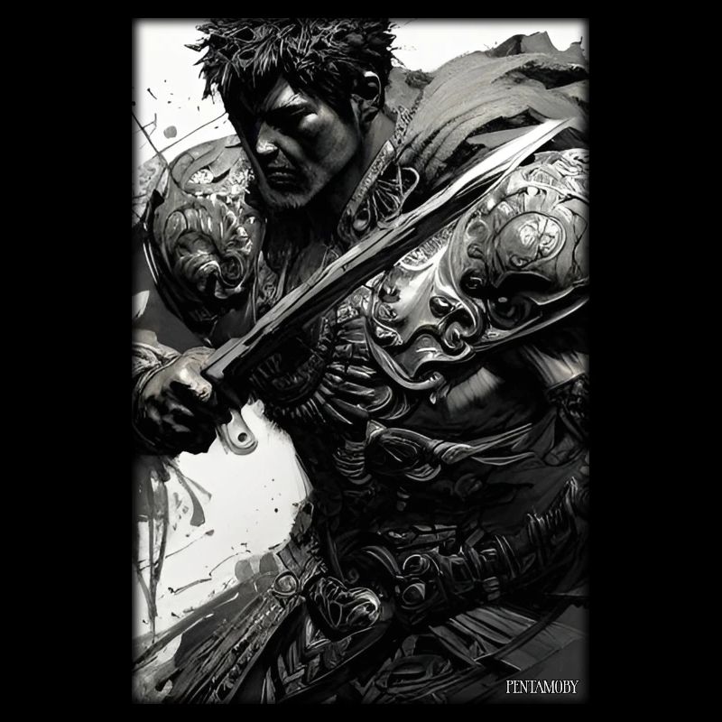Warrior Sword Vintage Black White 5