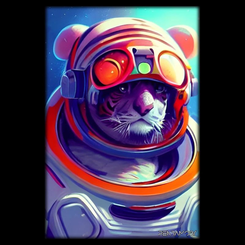 Tiger Big Cat Astronaut Future Sci-Fi Technology