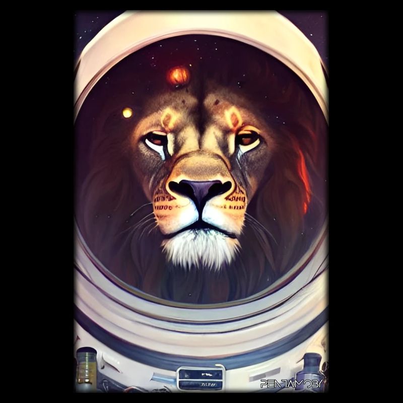 Löwe Raubkatze Astronaut Zukunft Sci-Fi Technik