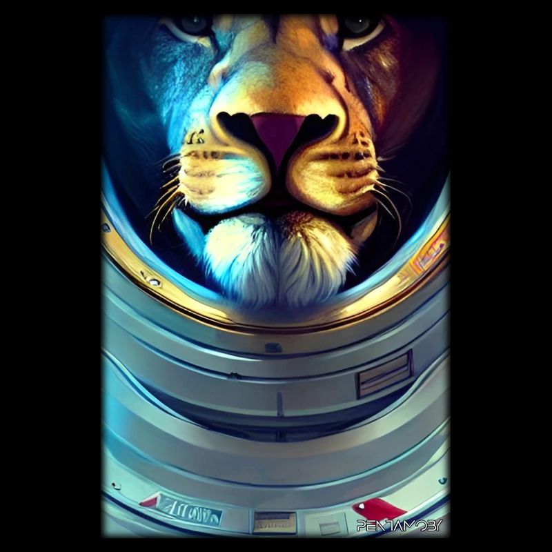 Löwe Raubkatze Astronaut Zukunft Sci-Fi Technik