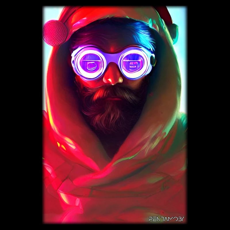 Père Noël Noël Future Cyber Neon Punk