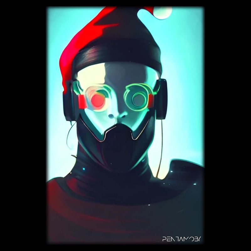 Père Noël Noël Future Cyber Neon Punk