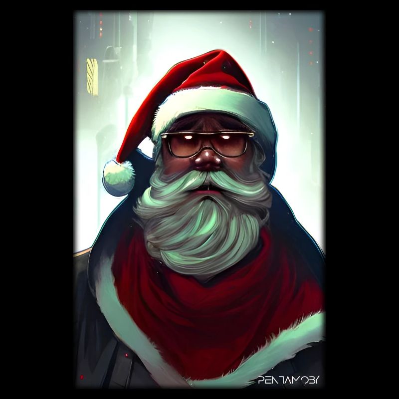 Père Noël Noël Future Cyber Neon Punk