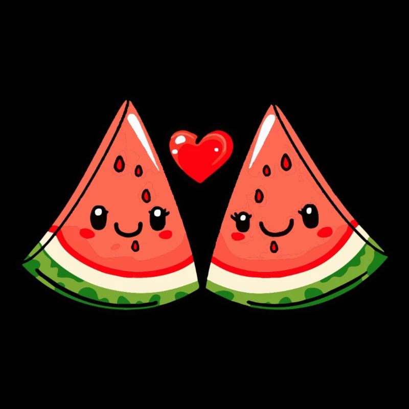 Couple de pastèque amour coeur Saint-Valentin