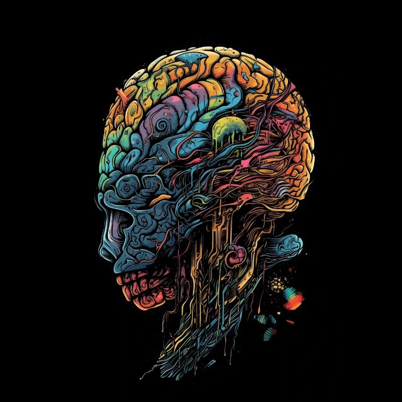Colorful Surrealist Trippy Brain/Skull
