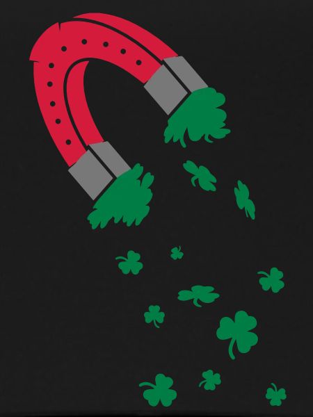 Horseshoe magnet with shamrocks