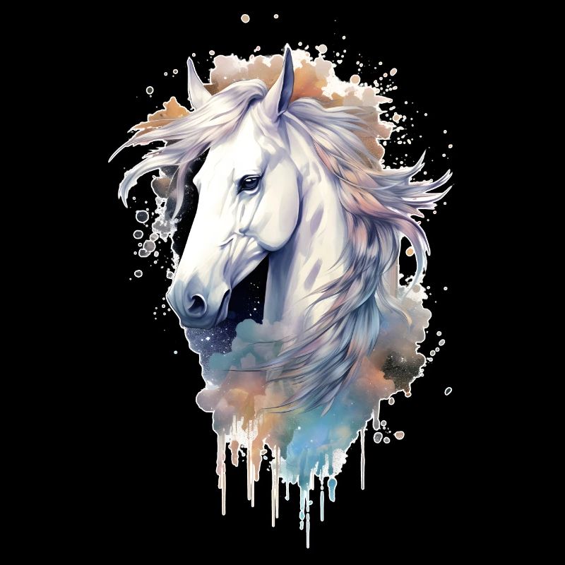 Cheval Blanc en Aquarelle