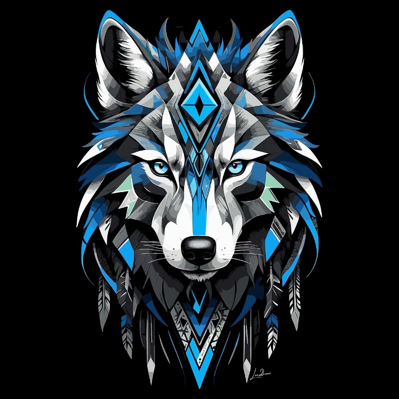 Blue Geometric Wolf