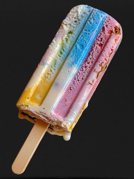 Rainbow cream on a stick