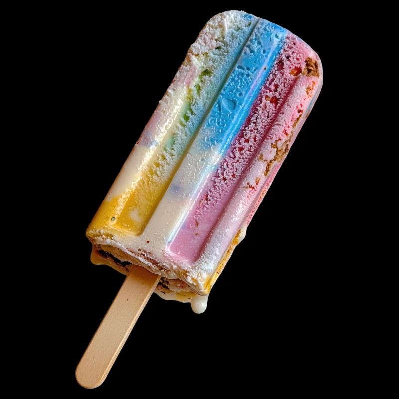 Rainbow cream on a stick