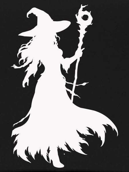 Hexen Silhouette mit Stab