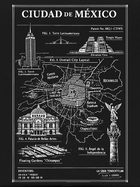 Mexico City Skyline Map