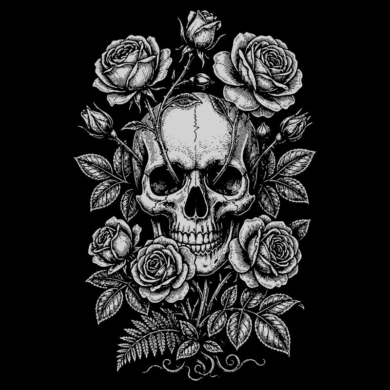 Skull Roses Noir Floral