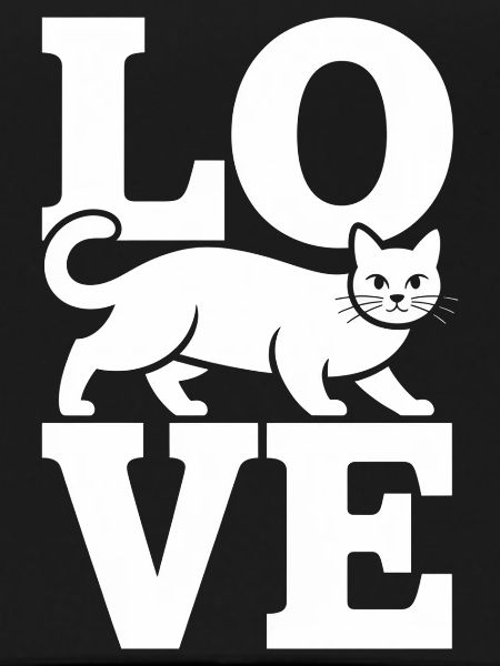 Cat Silhouette integrierte LOVE-Grafik