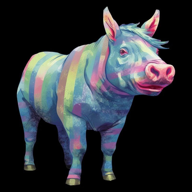 Cochon et Cheval - Rainbow Modern Art
