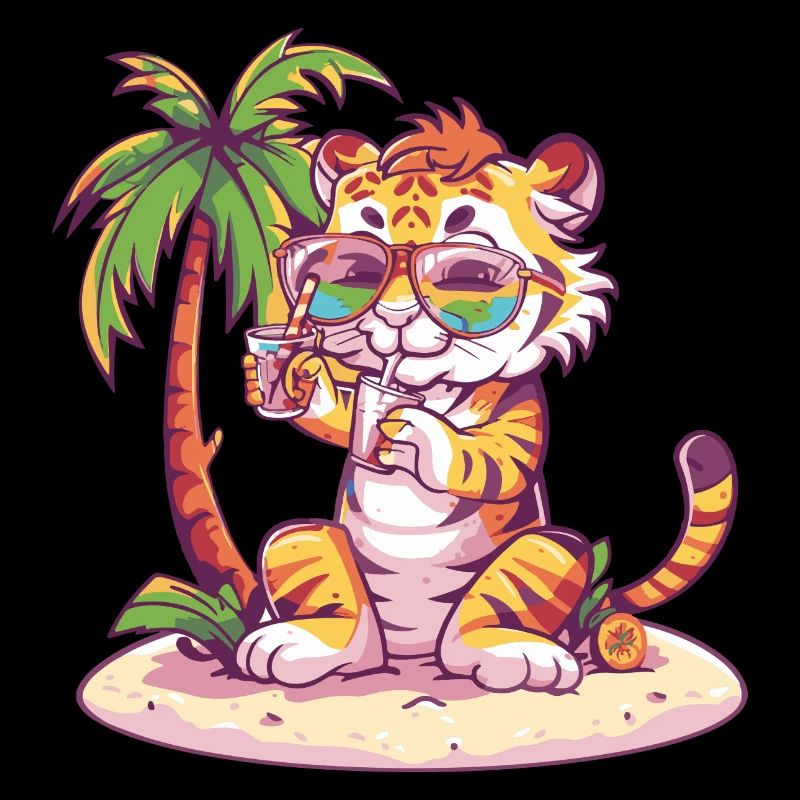 Tiger Summer Beach Vacation