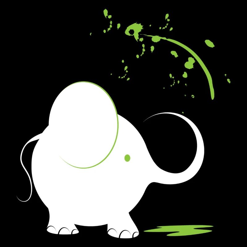 Éléphant blanc avec peinture verte