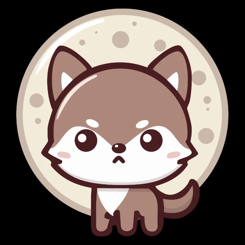 Mondgeist: Chibi-Wolf mit Vollmond