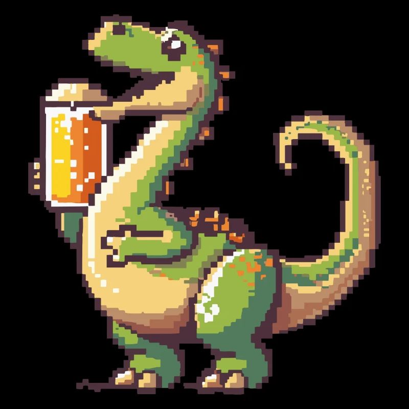 Dinosaur Brontosaurus Beer Pixel