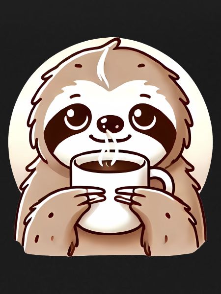 Cozy Sloth Coffee Illustration