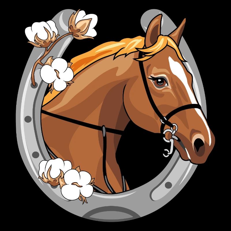 Horse head with a red mane in a frame