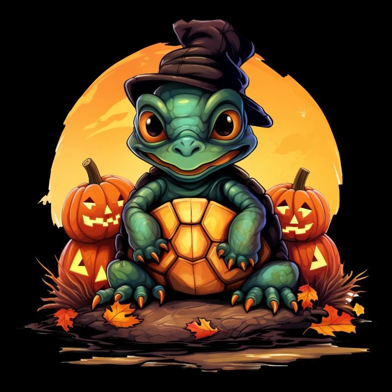Halloween Magic: Turtle with Hat in the