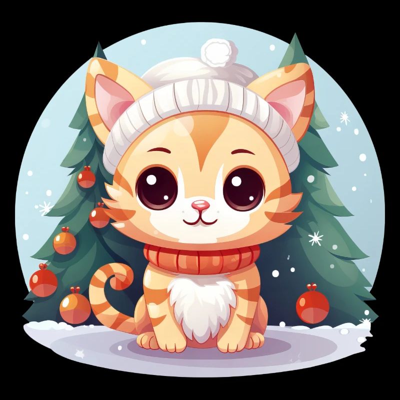 Chat de Noël d’hiver: Sous le sapin de Noël