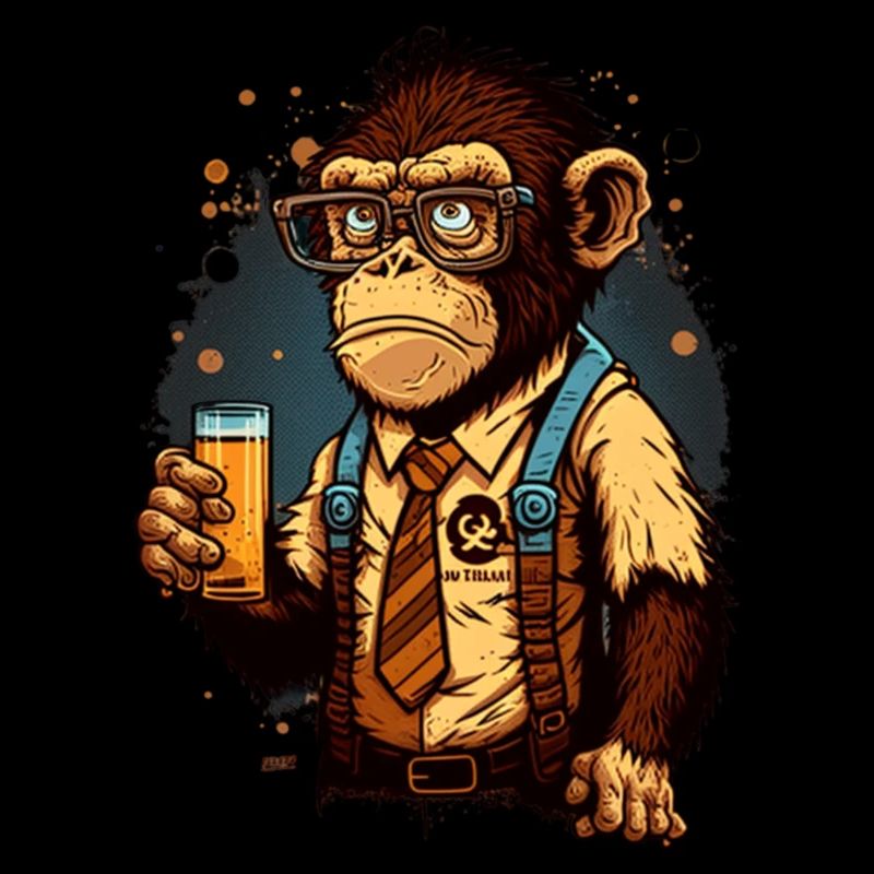 Beer Geek Chimpanzee Comic Cool