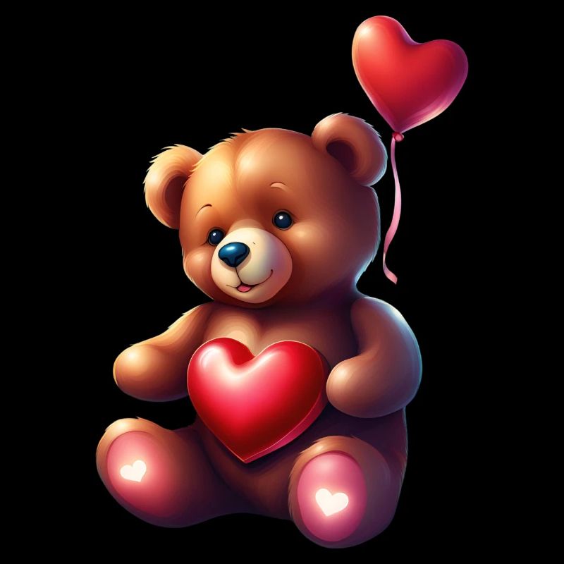 Adorable teddy bear holding a red heart