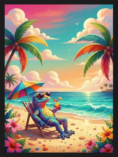 Tropical gecko in neon style