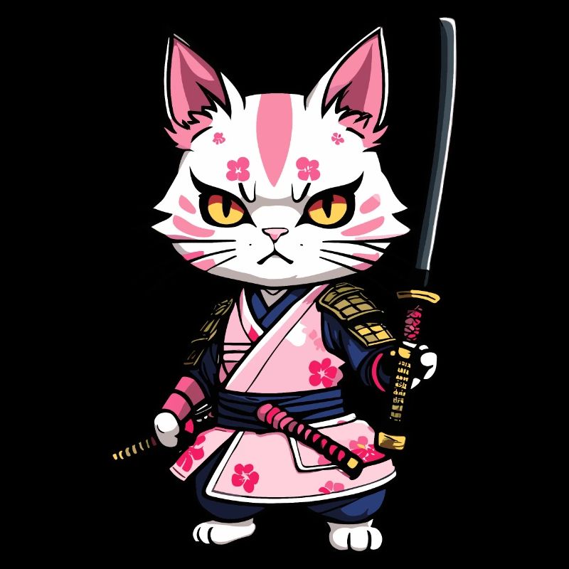 Chat samouraï & fleurs de cerisier #8
