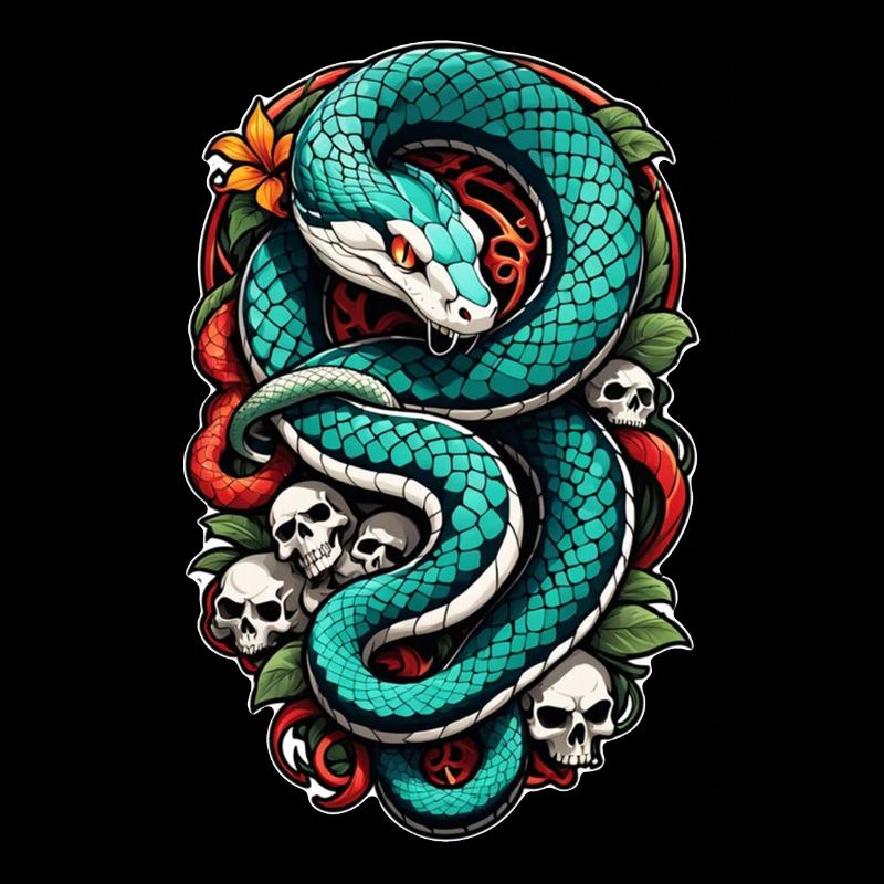 Snake Skeleton and Tattoo