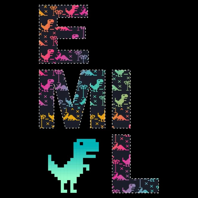EMIL - Beautiful boy name with dinosaur