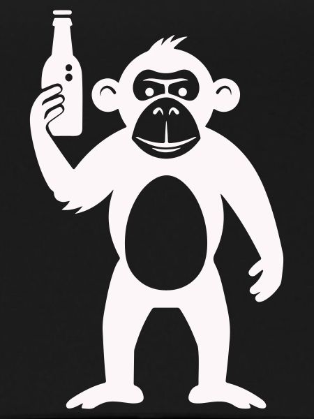 Humorous monkey with bottle