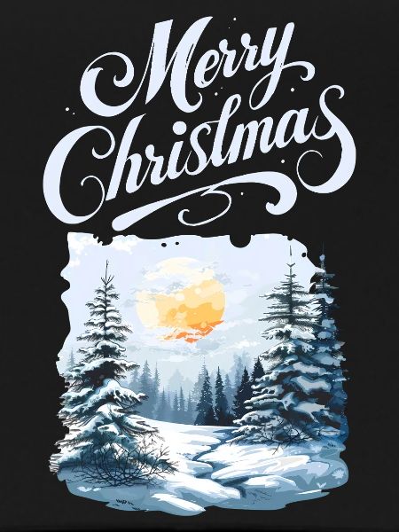 Merry Christmas Forest Landscape